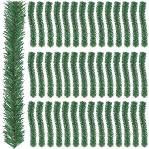 50 Pack Christmas Garland Ties Artificial Pine Needles Faux Pine Greenery Stems 12 Inch Twist Wired Tree Branches for Christmas Craft Gift Wrapping Holiday Decor