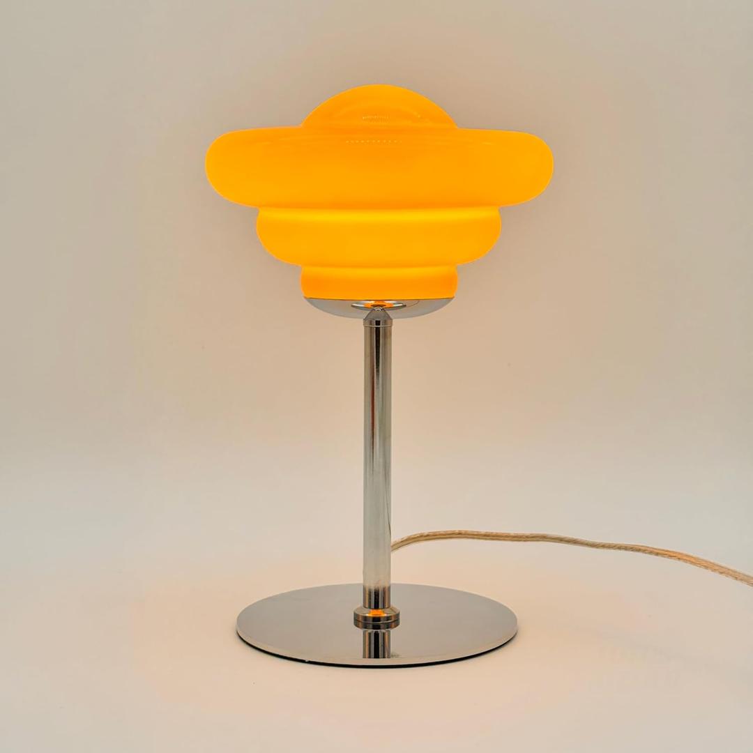 Lotus Atelier Bubble Lamp Mid Century Modern MCM Orange Bedside Table Lamp
