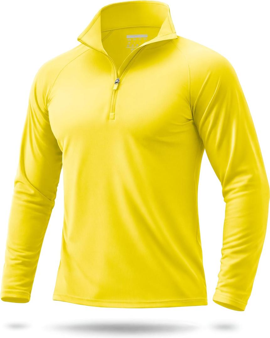 2 x Boladeci Men's UPF 50+ Sun Shirts 1/4 Zip Long Sleeve SPF UV Protection Lightweight Quick Dry Quarter Zip Golf Shirts (Yellow, XL)