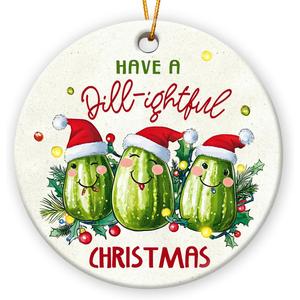 3 x Christmas Pickle Ornament 2025, Christmas Home Decor Keepsake for Pickle Lovers, Unique Ceramic Pickle Ornaments for Christmas Tree Decorations, Funny Pickle Gifts for Women, Men, Him, Her
