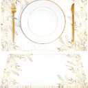 50 Pack Golden Leaves Paper Placemats Disposable Golden Polka Dots Paper Place Mats 11 x 17 Inch Vintage Paper Table Mats Party Decorative Paper for Wedding Banquet Party Home Dining Table Decor