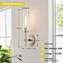 MOKATNG Wall Sconces Set of Two, Brushed Nickel Bathroom Sconces with Clear Glass, Hardwired Sconces Wall Decor Set of 2, Modern Wall Light Fixtures for Bathroom Mirror Living Room Bedroom Hallway