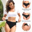 Wealurre Womens Underwear High Waisted Seamless Thongs for Women Breathable No Show Panties for Ladies 6 Pack (Black, M)