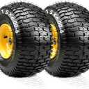 YITAMOTOR 15x6.00-6 Lawn Mower Tires & Wheel Assemblies, 4 Ply Pneumatic Front Tires Replacement Fits John Deere, Lawn Tractors, More Riding Mowers | 3" Offset Hub, 3/4" Bearings, 570LBS (Set of 2)