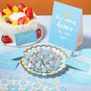 Moukeren 555 Pcs How Many Kisses Game Card Kit How Many Kisses Baby Shower Games Standing Sign Guessing Cards Baby Shower Stickers for Kid Sprinkle Birthday Party, No Candy and Jar (Blue Boy Style)