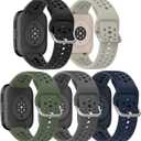 5Pack Silicone Watch Band for Amazfit Bip 6/ Bip 5, Soft Sport Breathable Replacement Wristband Strap for Amazfit GTR 4/3 Pro/3/2/2e/47mm Men Women (Black/Green/Charcoal/Deep Blue/Stone)