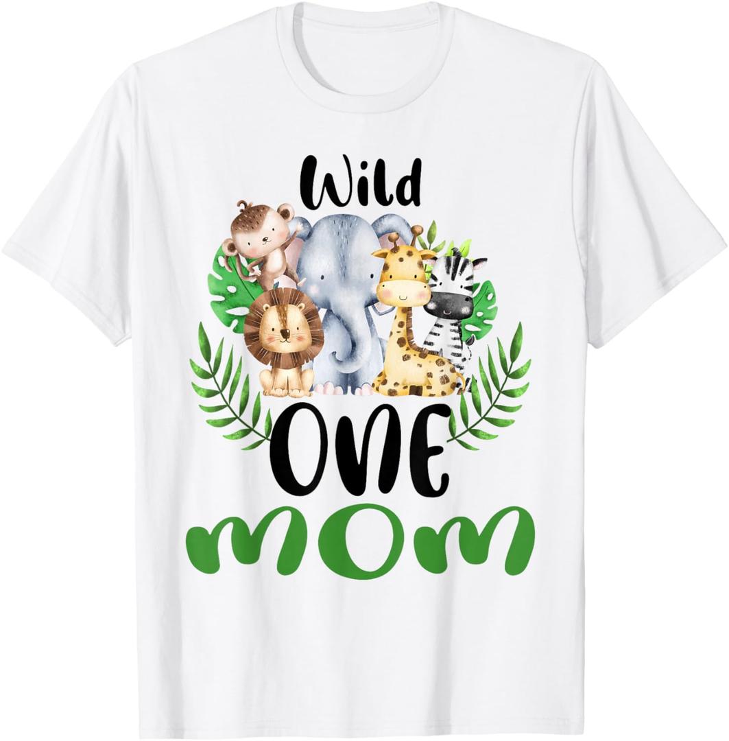 Mom of The Wild One Zoo Birthday Safari Jungle Animal T-Shirt