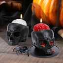 Halloween Decorations Indoor - Halloween Candle, Skull Bleeding Candle Gothic Decorations for Home Table Bar Indoor Room - Spooky Decor for Table Room, Black