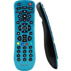 Philips Universal Remote Control Replacement for Samsung, Vizio, LG, Sony, Sharp, Roku, Apple TV, RCA, Panasonic, Smart TVs, Streaming Players, Bluray, DVD, Simple Setup, 3 Device, Blue, SRP3249B/27