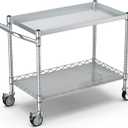 Leteuke 2 Tier Utility Tool Cart with Wheels, Heavy Duty Rolling Utility Carts with Handle, Commercial Grade Metal Serving Storage Cart for Warehouse Garage Kitchen, 25" D x 38.98" W x 40" H-Silver