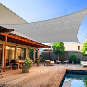Shade&Beyond 8'x10' Sun Shade Sail Rectangle Canopy Sail Sunshade UV Block for Patio Yard Backyard Light Grey, (We Make Custom Size)