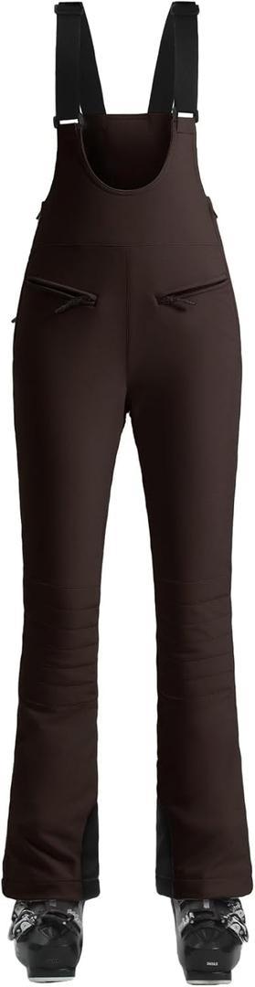 GSOU SNOW Womens Ski Bibs Snow Pants Snowboard Slim Overalls Insulated Waterproof Windproof Warm Winter (Medium, Brown)