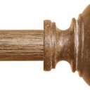 Wood Curtain Rods for Windows 32 to 45 Inch, 1 Inch Adjustable Curtain Rod Decoration Boho Drapery Rods Heavy Duty, Farmhouse Rustic with Imitation Wood Grain Finials