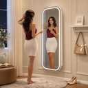 Fiqevs Wall/Door Mirror Jewelry Cabinet, Mirror with Storage and Light