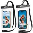 Hiearcool Waterproof Phone Pouch, Waterproof Phone Case with Crossbody Lanyard Compatible for iPhone 17 16 15 14 13 Pro Max Up to 8.3", Cellphone Dry Bag Travel Essentials for Beach -Clear-2Pack