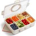 Dishwasher Safe Snackle Box Container 8 Compartments - Divided Serving Tray with Lid and Handle - Portable Snack Box BPA Free - Premium PCTG Plastic Snack Tray