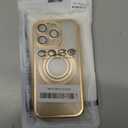 Misscase for iPhone 16 Pro Magnetic Glitter Case Compatible with MagSafe,Full Protection Slim Shockproof Anti-Scratch Case with Camera Lens Protector Logo View Dust-Proof Net for Women Gold