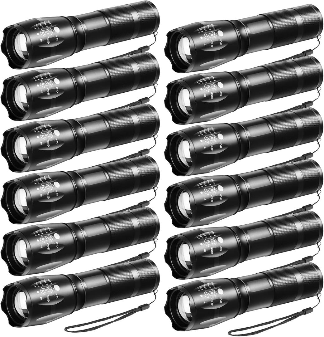 12Pack LED Flashlights High Lumens, 5Mode Tactical Flashlight for Home, Small Flashlights Powerful, Pocket Flashlight Battery Powered, Adjustable Torch Light, Mini Flash Light for Emergencies Camping