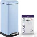 happimess HPM1007I Betty Retro 8-Gallon Step-Open Trash Can, Fingerprint Resistant, Modern, Minimalistic for Home, Kitchen, Laundry Room, Office, Bedroom, Bathroom, Tide Pool Blue