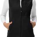 Rdruko Women's Fleece Vest Lightweight Warm Outerwear Sleeveless Jacket with 5 Pockets for Fall & Winter, Black, Size XXL