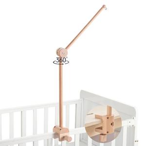 HI BABY MONMENT Crib Mobile Arm - Rotating Baby Mobile Hanger, Natural Beech Wood, Mobile Stand for Crib Nursery Decor, Perfect for Baby Girl or Boys (Height Adjustable)