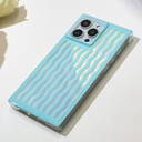 Heaofei Rectangle Case for iPhone 16 Pro Max Case for Women Girls Boys, with Iridescent Wave Pattern and Cute Candy Color Design, Kawaii Aesthetic Girly Protective Phone Cover, Light Blue