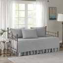 Comfort Spaces Daybed Cover - Luxe Double Sided-Quilting, All Season Cozy Bedding with Bedskirt, Matching Shams, Kienna Grey 75"x39" 5 Piece,100% Microfiber (Gray)