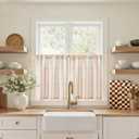 jinchan Colorful Striped Linen Kitchen Curtains 24 Inch Tier Curtains Farmhouse Modern Cafe Small Window Treatments Light Filtering Rod Pocket for Living Room Bathroom 2 Panels Multi Red