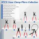 9PCS Hose Clamp Pliers Set, Hose Clamp Removal Tool for Automotive, Flexible Removing Clamps Pliers Automotive for Coolant Radiator Heater and Water Hose