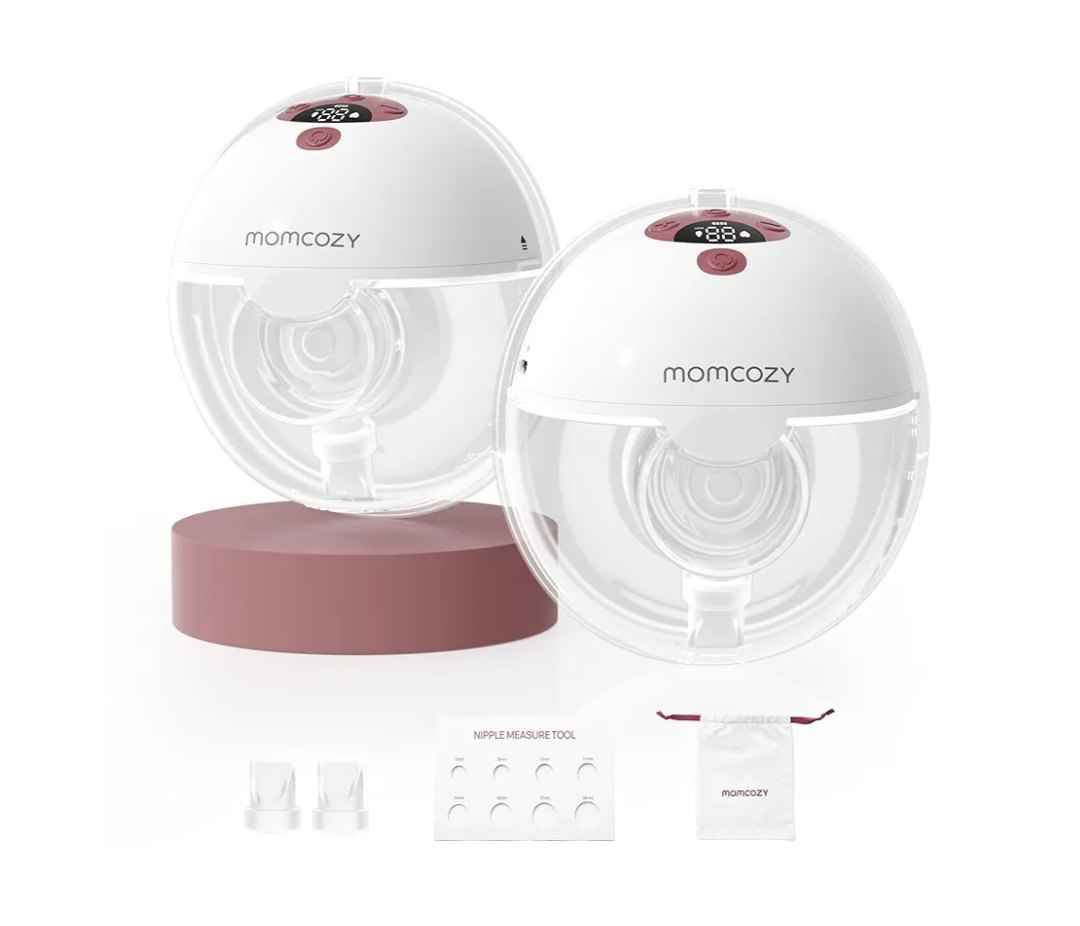 Momcozy M5 Lite Hands-Free Wearable Breast Pump, DoubleFit Flange for Baby-Like Comfort, 3 Modes & 9 Suction Levels, No Flange Insert or Hard Carry Case, 24mm, 2-Pack, Cozy Red
