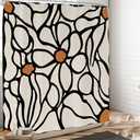 Abstract Matisse Flower Shower Curtain 72x72 Inch Funky 70S Cute Boho Floral Shower Curtains Set Aesthetic Geometric Black and White Bath Curtain Modern Art Vintage Retro Bathroom Decor, Matisse Flower 2, 72"W x 72"L (Pack of 1)