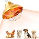 Chicken Heat Lamp 350W,Chicken Coop Heater with Carbon Fiber Bulb,Winter Hanging Heat Lamp for Chickens Brooder,Two-Temperature Adjustable (175/350W) for Puppy,Kitten and Poultry