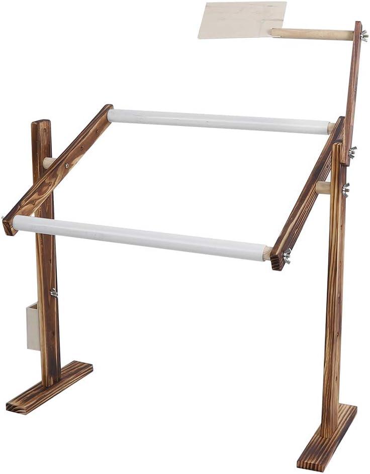 Adjustable Height Embroidery Hoop Stand, Antique Wooden Rack for Cross Stitch & Sewing, Cross Stitch Floor Stand Needlework Stand Holder for DIY Art & Stitching Projects