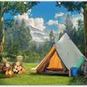 10x8ft Fabric Camping Wild Forest Natural Scenery Backdrop | Tent Photography, Mountain Lake Background, Outdoor Adventure Party Decorations, Photo Banner Props