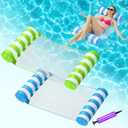 2 Pack Inflatable Pool Floats Adult, OKSUWATER 4-in-1 Water Hammock, Pool Floats for Swimming Pool Party Summer Lake Water Fun (Multicolor)