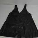 Milumia Women's Deep V Neck Leather Pinafore Overall Mini Dress Jumper Dresses (Black)