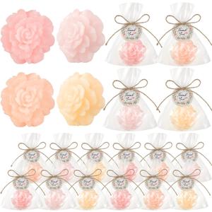 Demissle 8 Set Flower Mini Soaps for Guests Rose Soap Baby Shower Soap Favors with Thank You Tags for Wedding Bridal Guest Gift Party Favor(Light Pink)