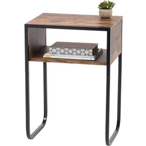 IRIS USA Wood and Metal Frame Side Table, Accent Sofa End Table Coffee Snack, Bedroom Night Stand, Living Room Computer Desk, A-Shape