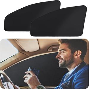 Car Window Shades - 2 Pcs Black Silk Side Front Protection Covers - Magnetic Privacy Sun Shades Curtain Keeps Cooler for Baby Kids Sleeping