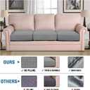 H.VERSAILTEX Super Stretch Individual Seat Cushion Covers - 3 Piece Sofa Cushion Covers in Dove, Thick Jacquard Textured Twill Fabric
