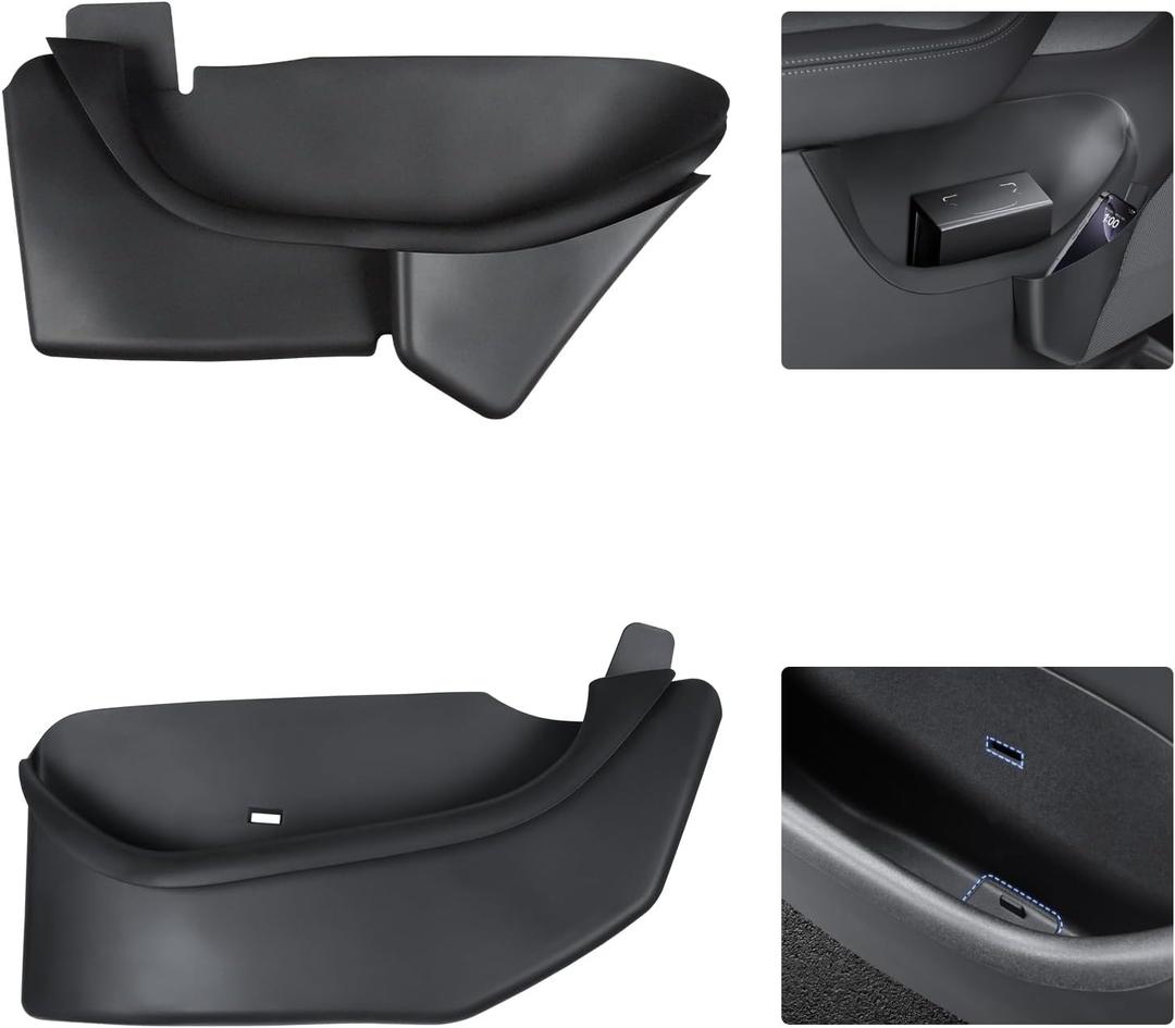Door Storage Organizer Set for Tesla Model Y Juniper 2025 2026, 4 Pieces, Front & Rear Door Pocket Trays