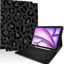 TopPerfekt for iPad Air 11-inch M2 2024/M3 2025 Keyboard Case, ipad Pro 11 (4th, 3rd, 2nd, 1st Gen 2022/2021/2020/2018) Detachable,Pencil Holder for iPad Air 4/5th 2020/2022 10.9" -Leopard BlackGrey