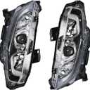 Headlights Assembly Replacement for Honda Civic 2016-2021,Passenger and Driver Side HO2503173 - w/LED DRL Chrome Housing Halogen Headlamp