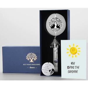 Best Friend Wind Chime with Tree of Life Wind Spinner - Friendship Gifts for Women Friends - Gifts for Best Friends Women, Men