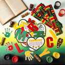 214 Pcs Black History Month Bulletin Board Decorations Black History Month Bulletin Board Border Letter Hand Portraits for Classroom African American Celebration Valentine's Day Decor Supplies