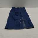 Women's Casual Slit Denim Midi Jean Skirt Stretch High Waisted Button Up Frayed with Pockets (Medium)