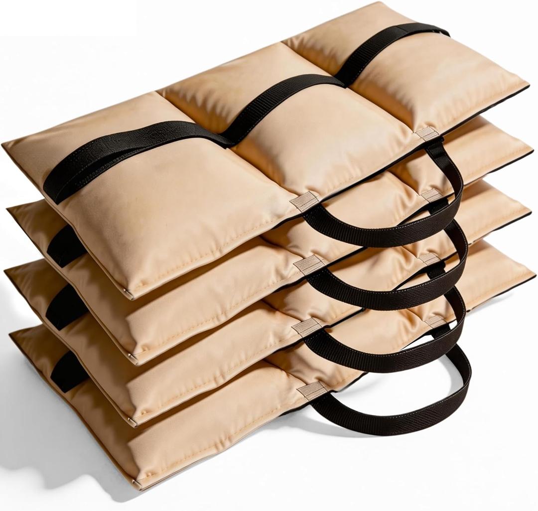 140 LBS Heavy Duty 420D Oxford Canopy Tent Sand Bags (Set of 4), Three-Compartment Pop Up Tent Weights for Canopy Legs, Beach Umbrella, Gazebo & Outdoor Sun Shelter (Beige)