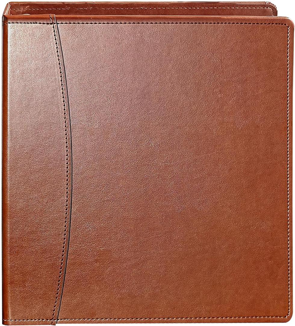Vintage Brown Leather 3-Ring Binder  2-Inch Spine  Fits Letter-Size Paper (8.5" x 11")  Built-in Interior Pockets  File Folder Premium Business Organizer (Brown, 2 Inch)