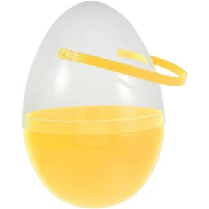 ULTECHNOVO Jumbo 10 Inch Yellow Fillable Easter Egg with Handle Clear | Large clear plastic egg with handle for basket fillers and Easter hunts; fillable shell for toddlers and decorations