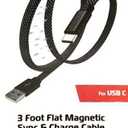 3 Foot Flat Magnetic Sync Charge Cable
